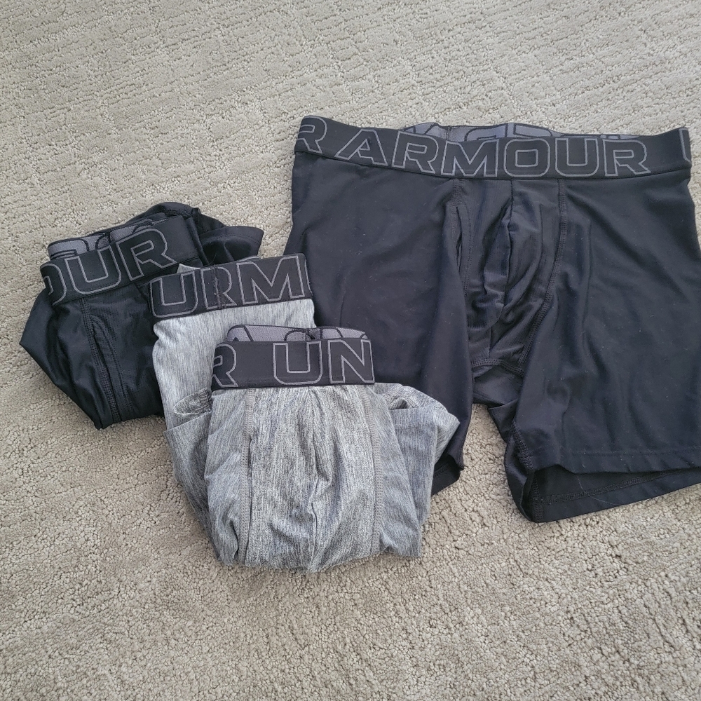 Under Armour Tech BoxerJock boxer briefs 4 pack Black Gray mens medium 31-34